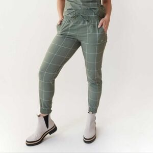 Albion Olive Green Windowpane Jogger Pants Athleisure Casual Women's Size Small